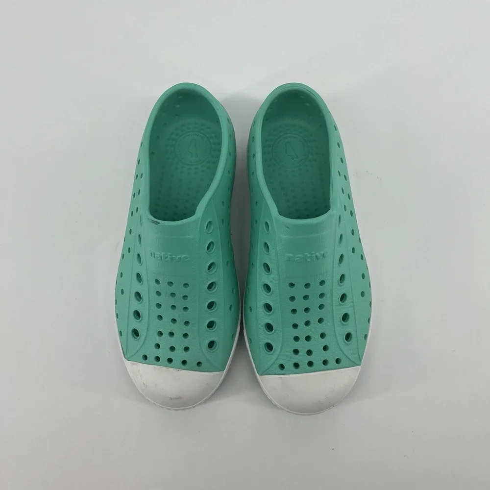 Native Jefferson Kids Fresco Green Shell White Slip On Water Shoes Sneakers C11
